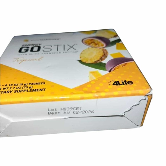 4Life Transform Energy Go Stix Tropical Ready To Mix Powder 15 Packets - Picture 2 of 3